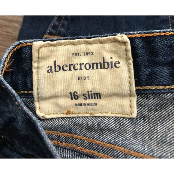 Abercombie & Fitch Kids Size 16 Slim Dark Wash Blue Jeans - Picture 4 of 6